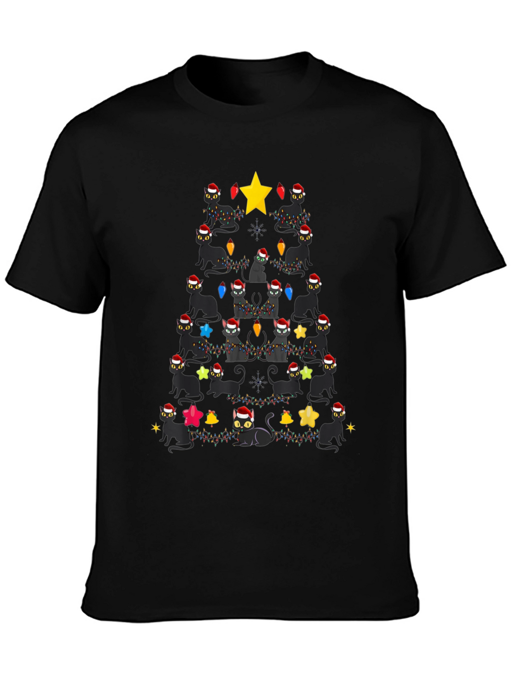 Black Cats Christmas Tree T-Shirt