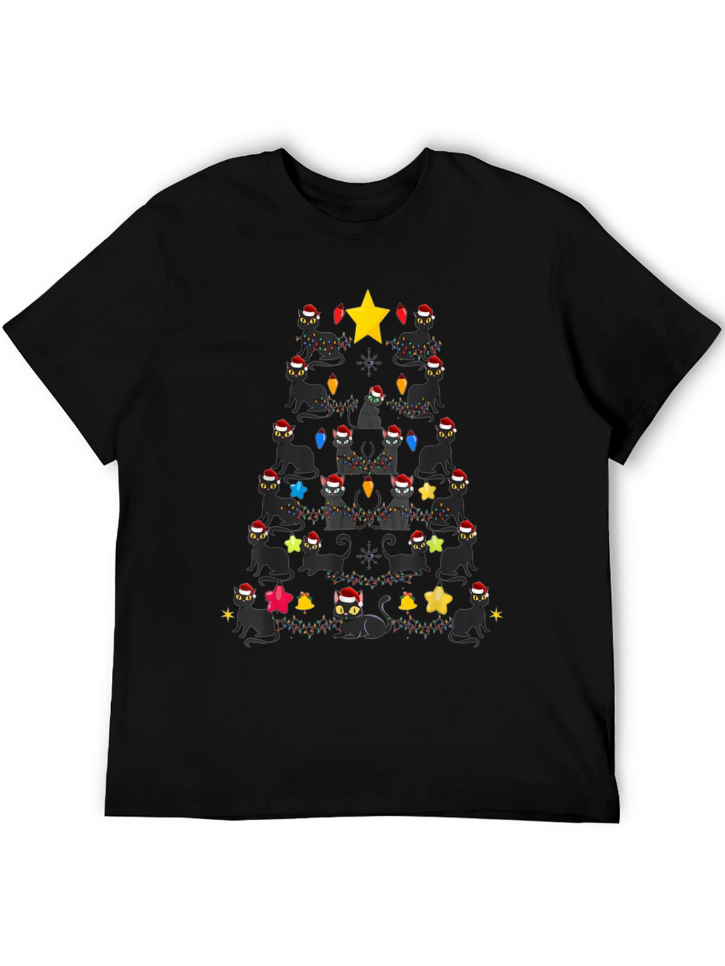 Black Cats Christmas Tree T-Shirt