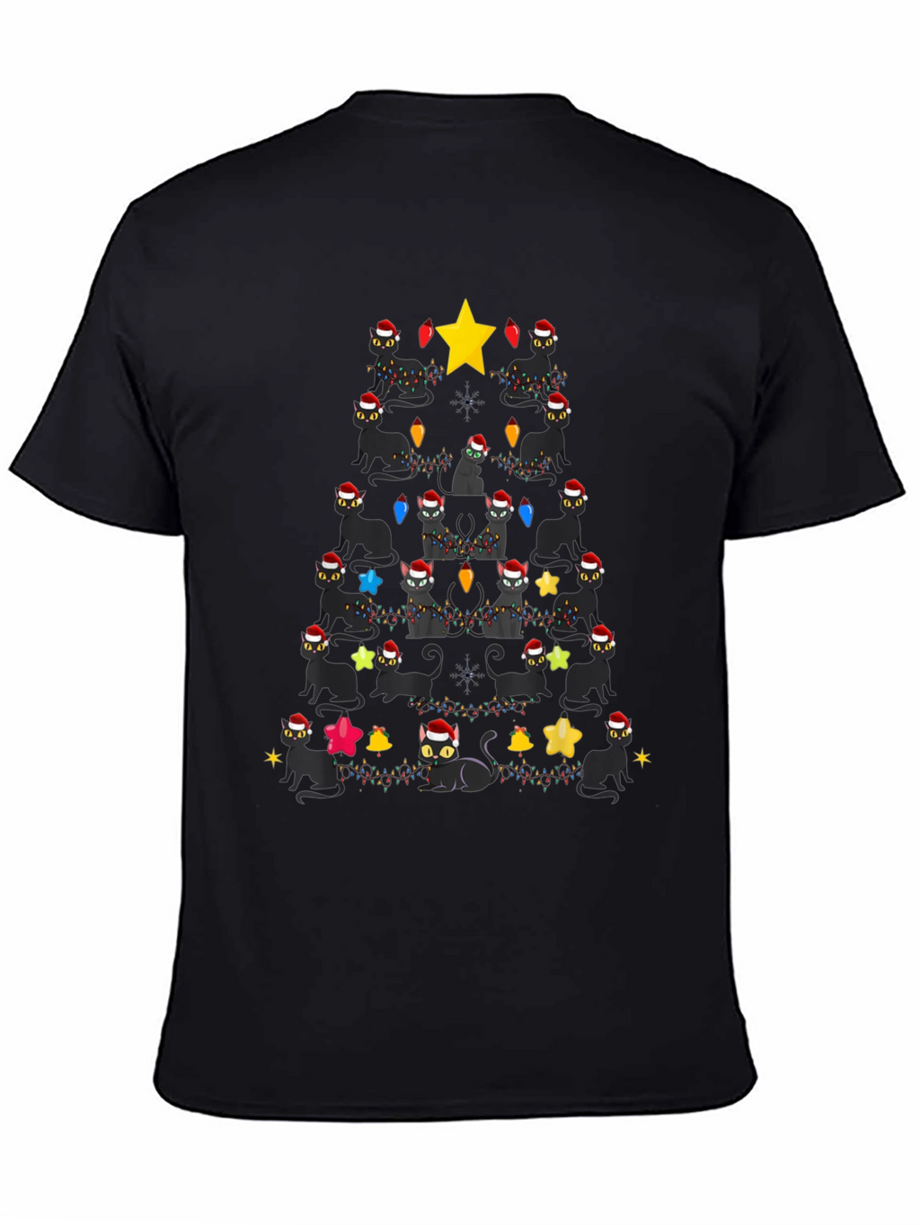 Black Cats Christmas Tree T-Shirt