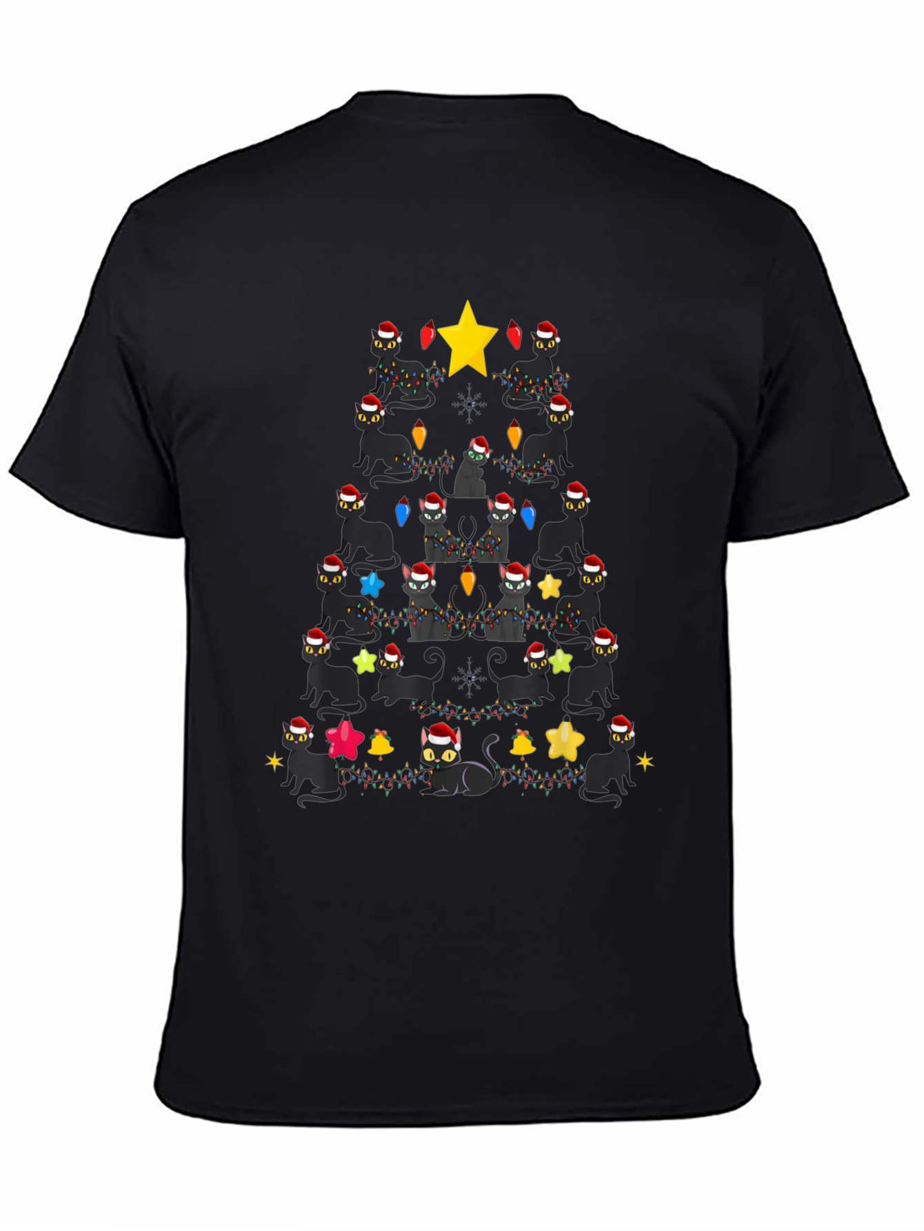 Black Cats Christmas Tree T-Shirt