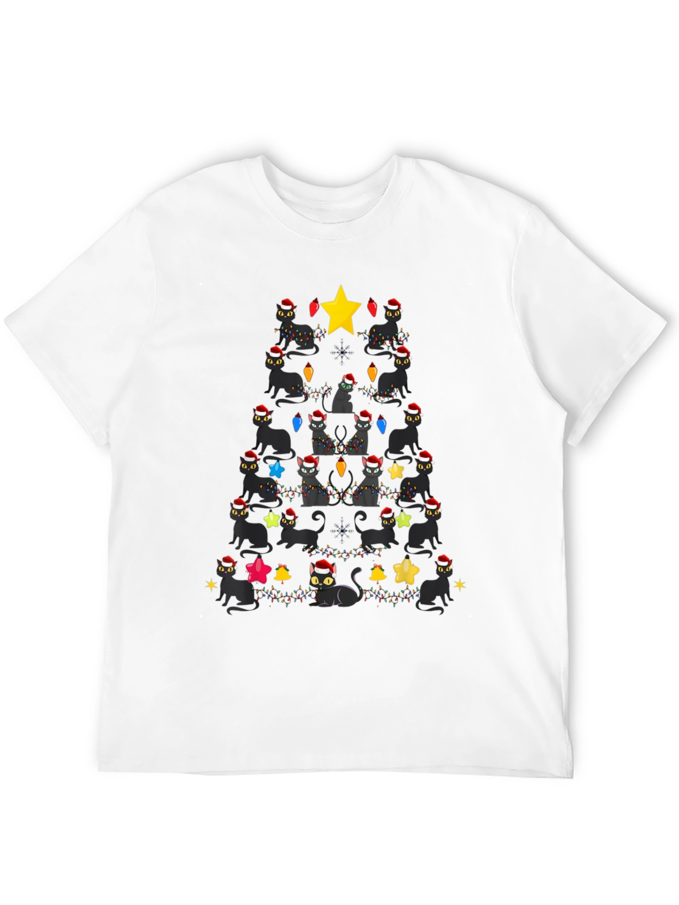 Black Cats Christmas Tree T-Shirt