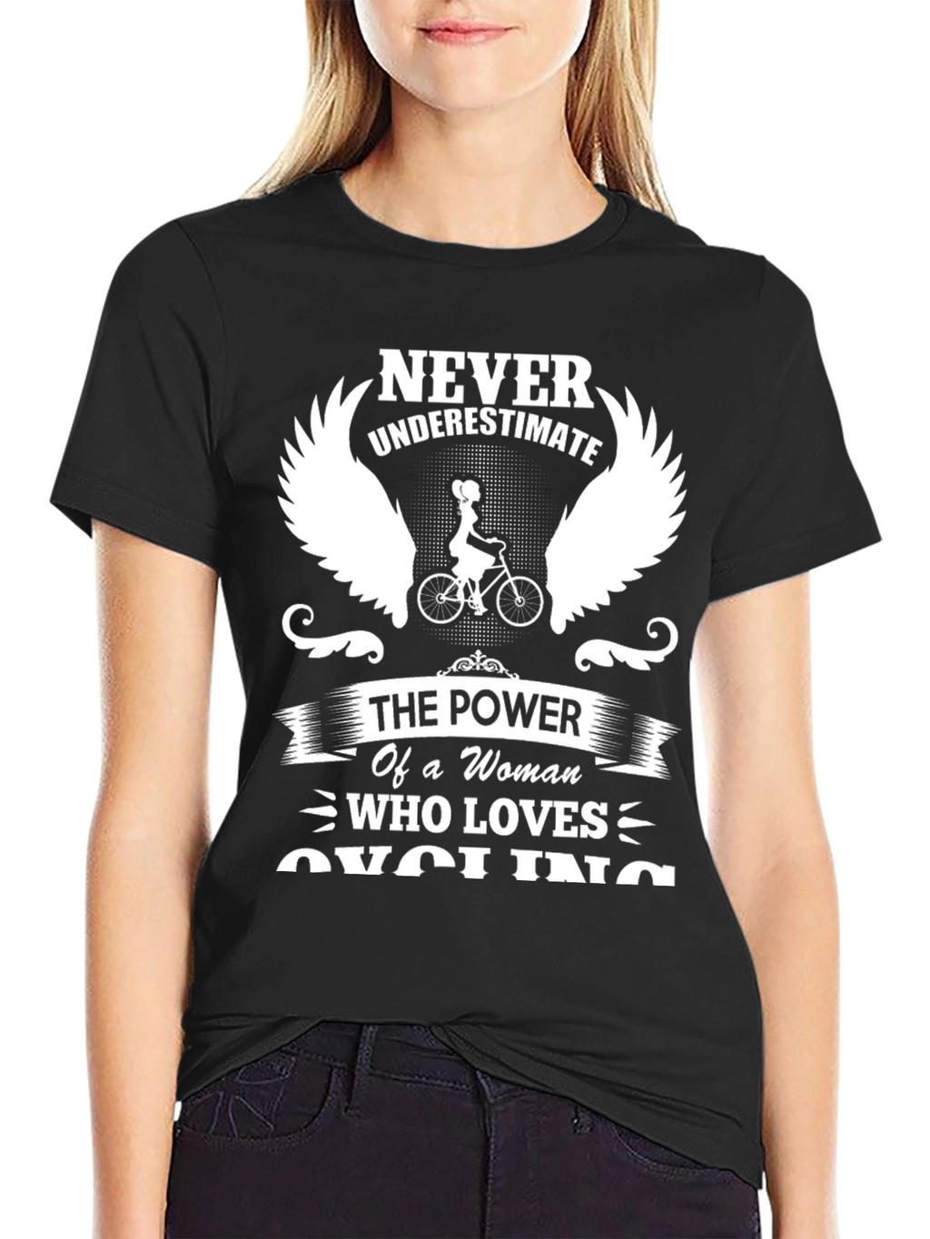 Never Underestimate Cycling Womans T-shirt