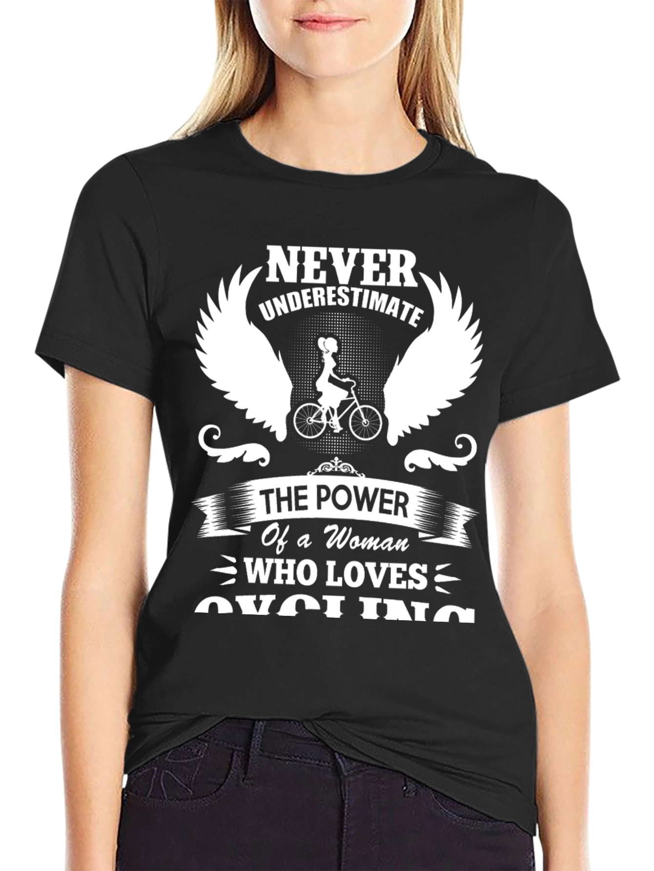 Never Underestimate Cycling Womans T-shirt