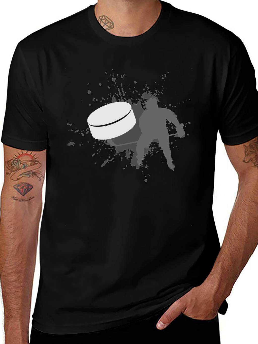 Hockey Puck T-Shirt - Black Graphic Tee
