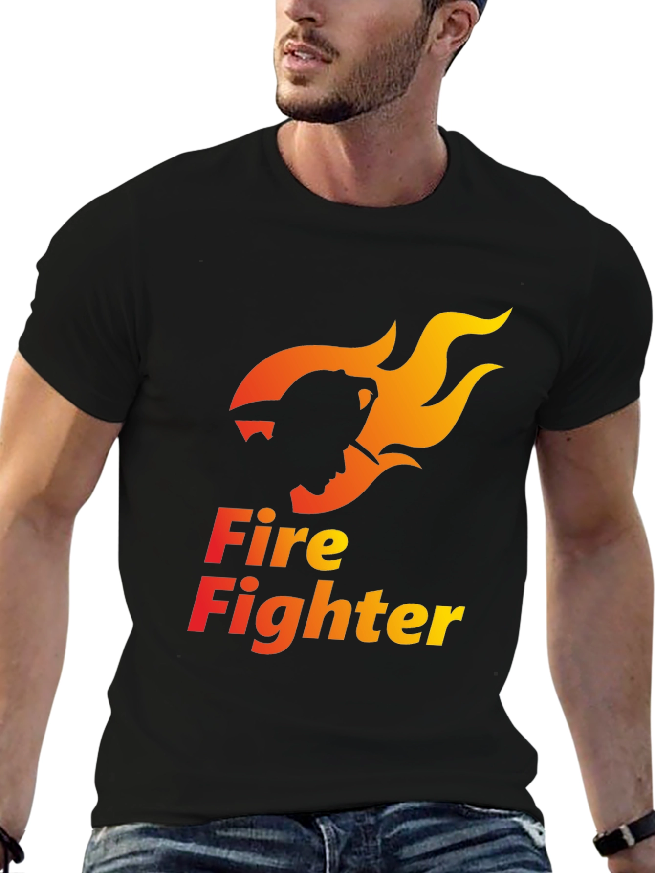 Firefighter Graphic Tee - Black Cotton Comfort