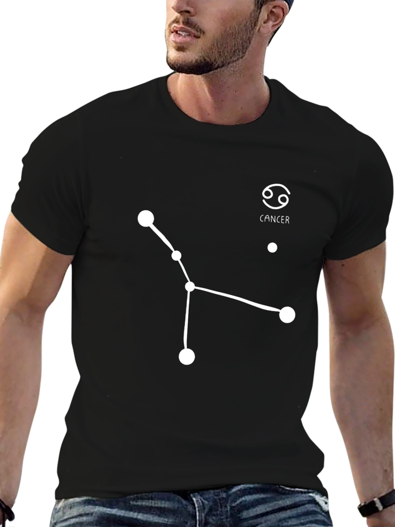 Cancer Zodiac Constellation Black T-Shirt