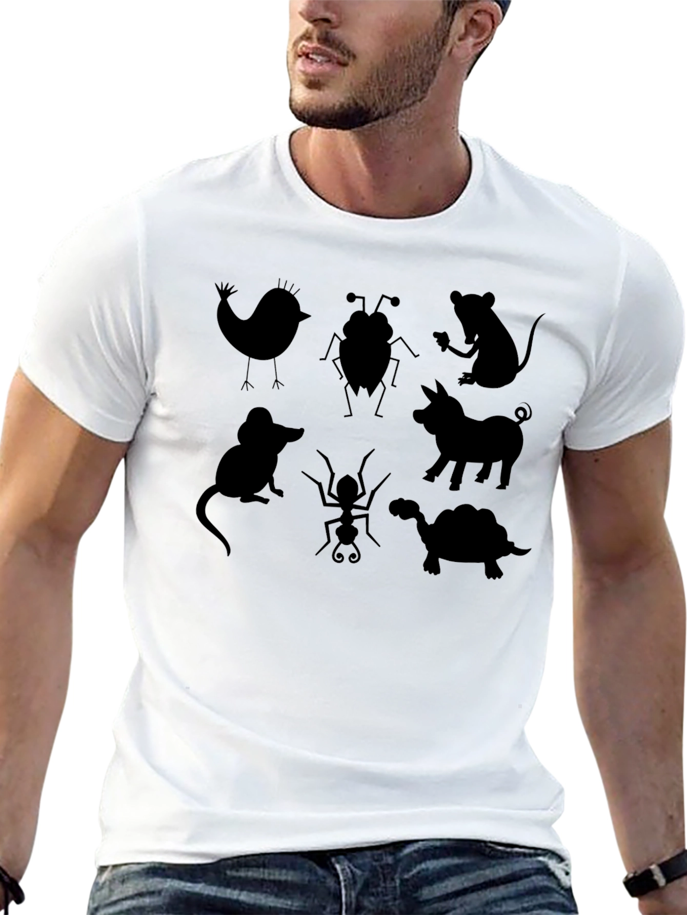 Animal Silhouettes Black T-Shirt