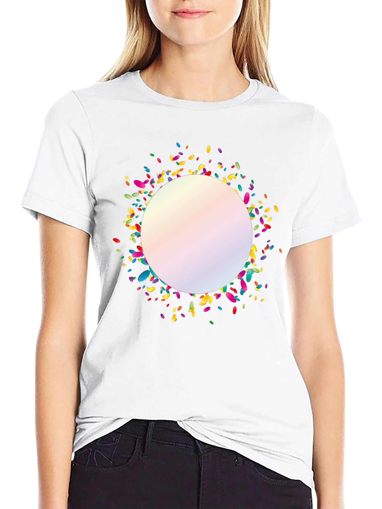 Confetti Circle Black T-Shirt