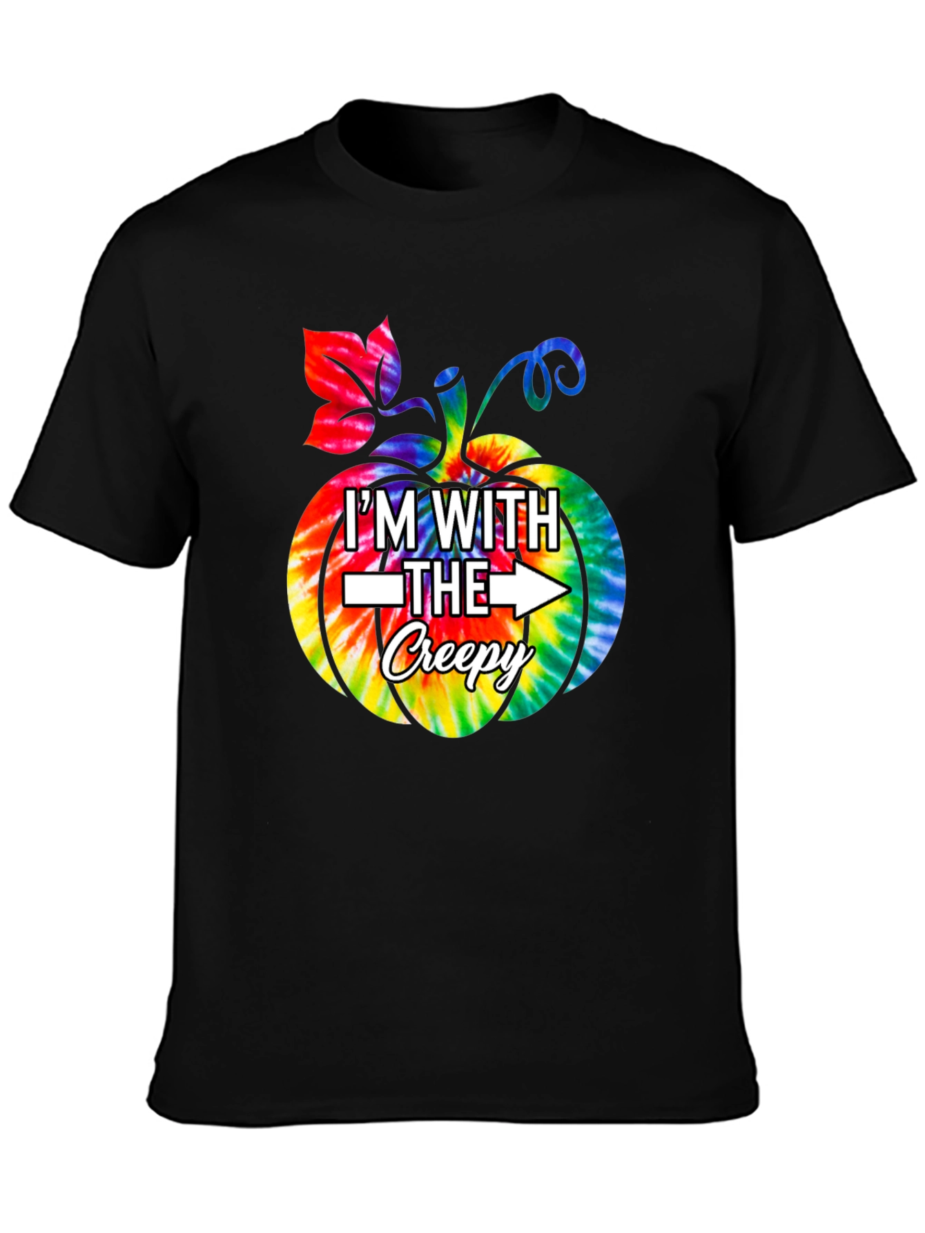 Im With The Creepy Tie Dye Pumpkin Graphic Tee