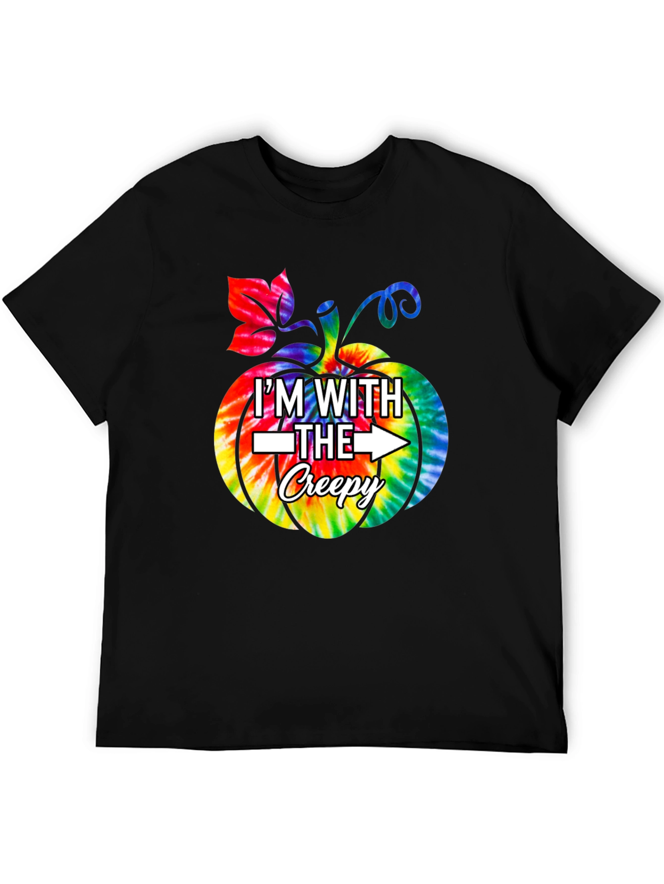 Im With The Creepy Tie Dye Pumpkin Graphic Tee