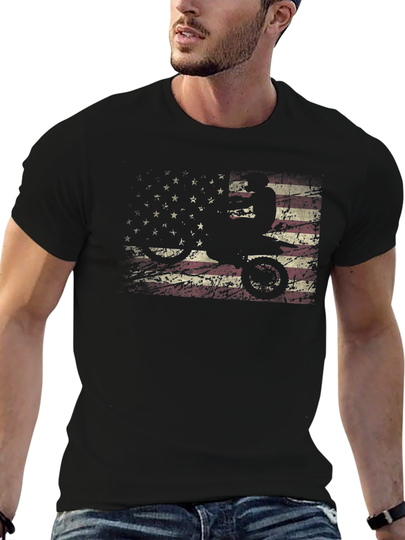 American Flag Dirt Bike Graphic Tee