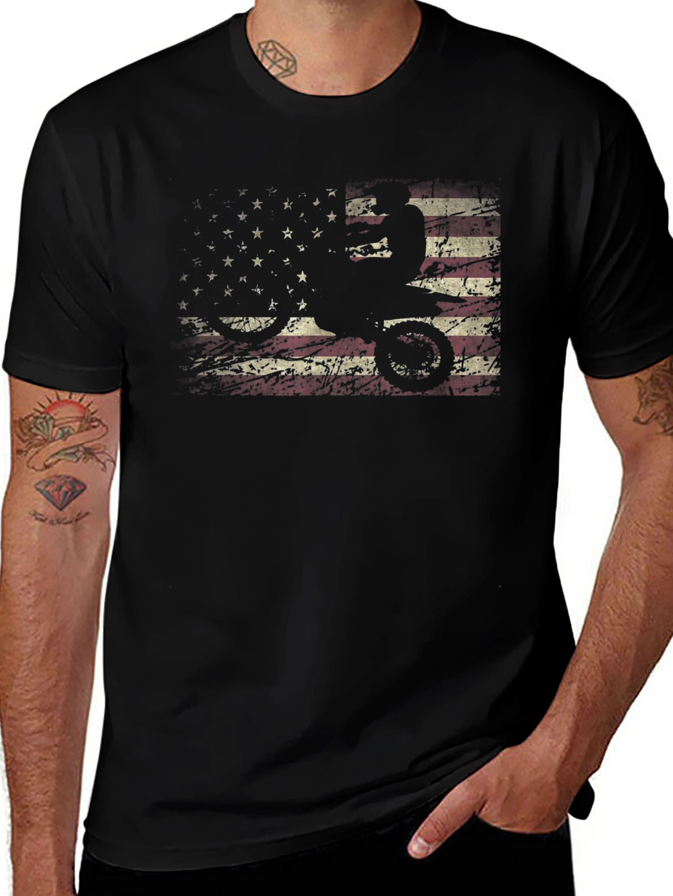 American Flag Dirt Bike Graphic Tee