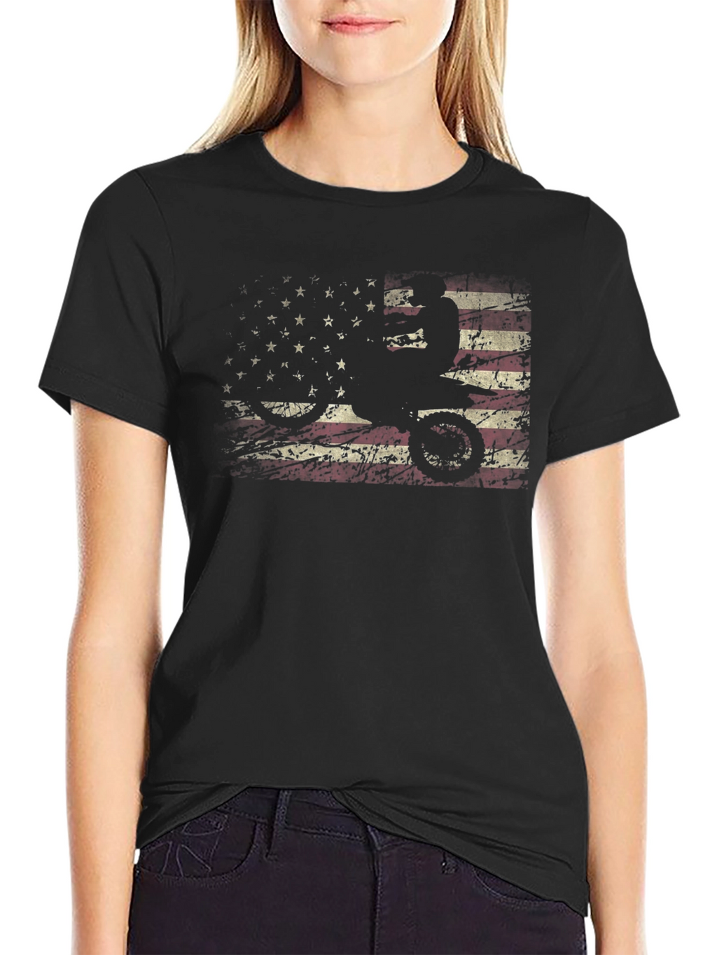American Flag Dirt Bike Graphic Tee