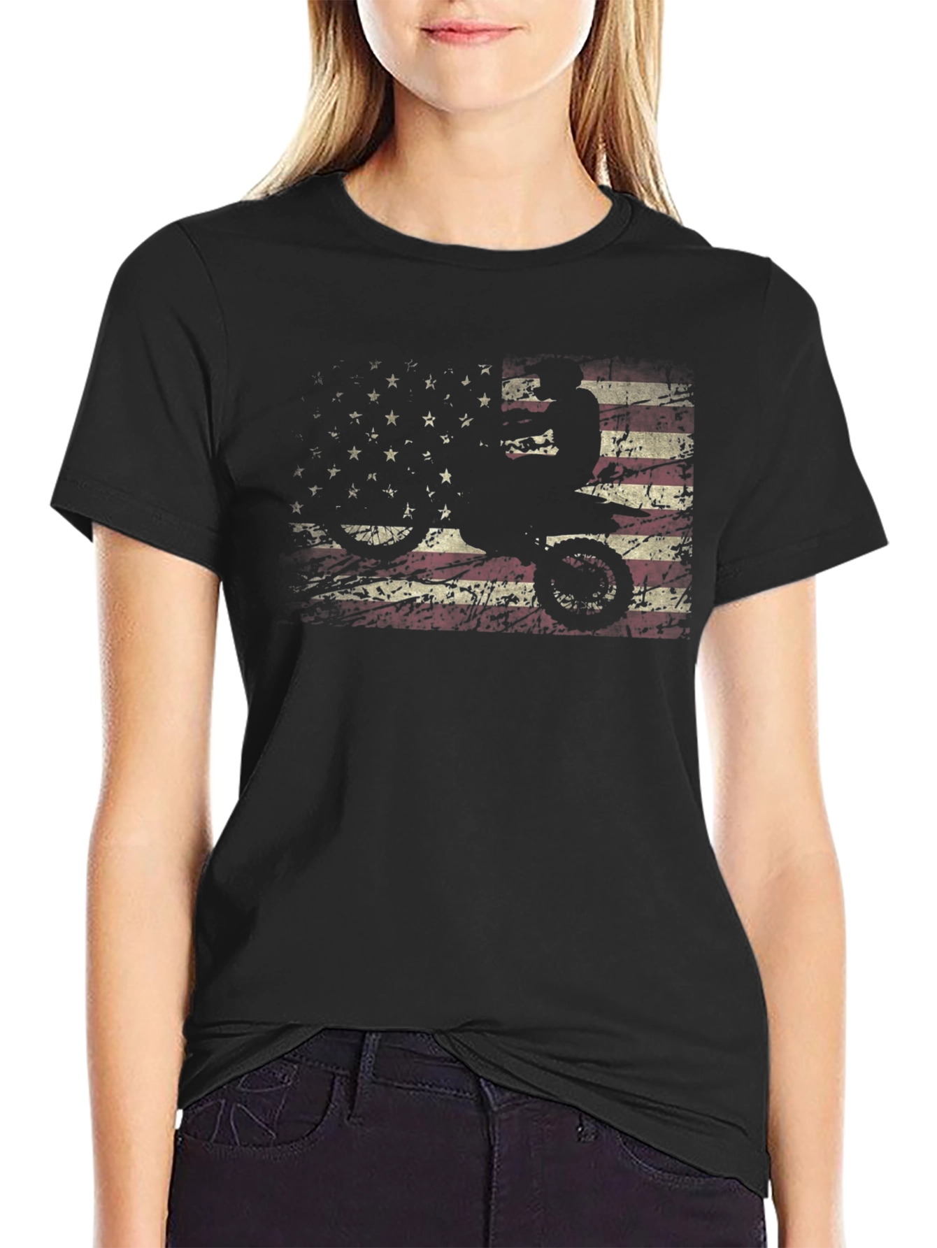American Flag Dirt Bike Graphic Tee