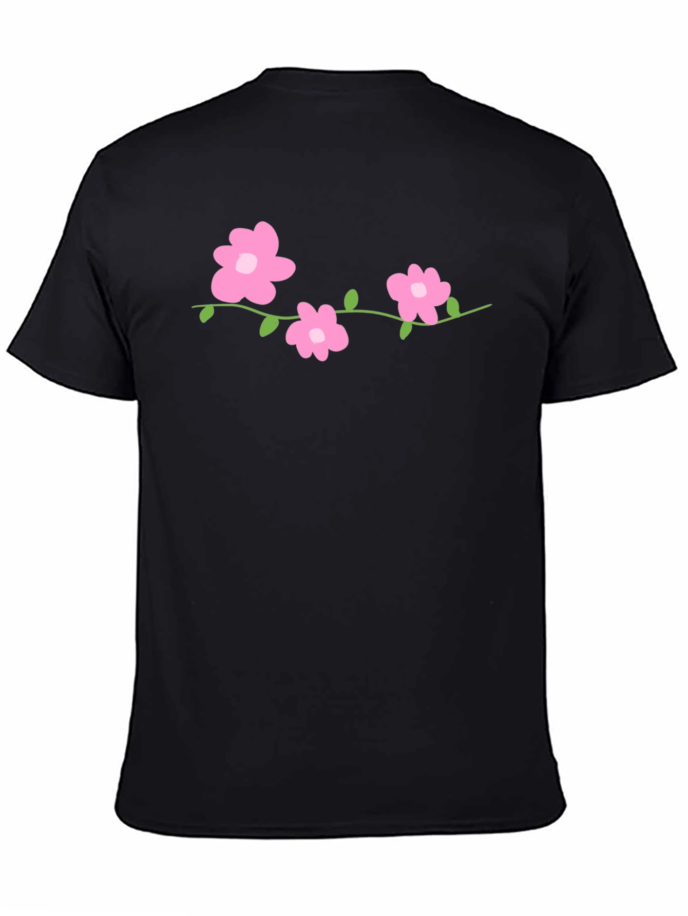Floral Vine Graphic Tee - Black Cotton Comfort