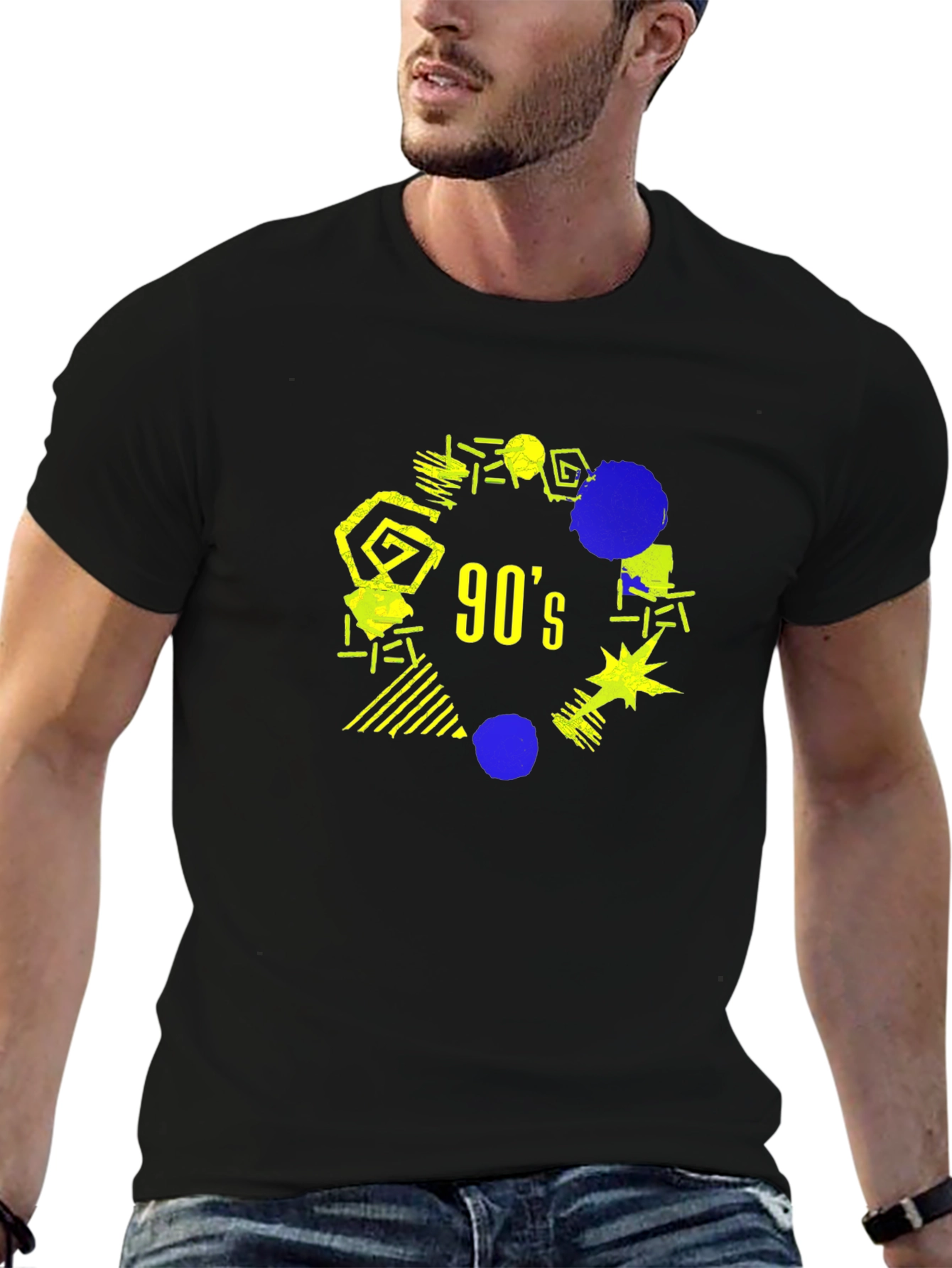 Retro 90s Graphic Tee - Nostalgic Black T-Shirt