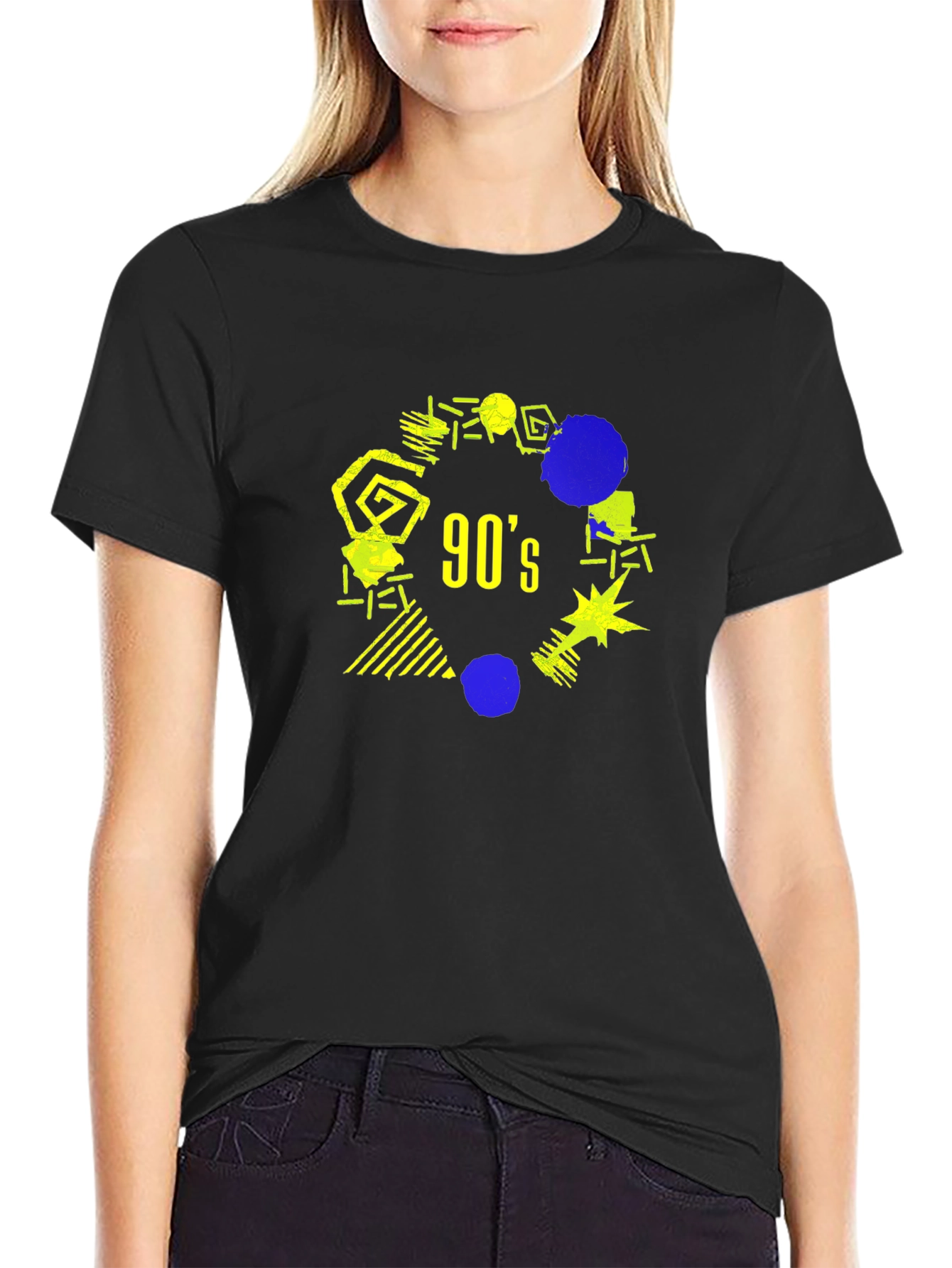 Retro 90s Graphic Tee - Nostalgic Black T-Shirt