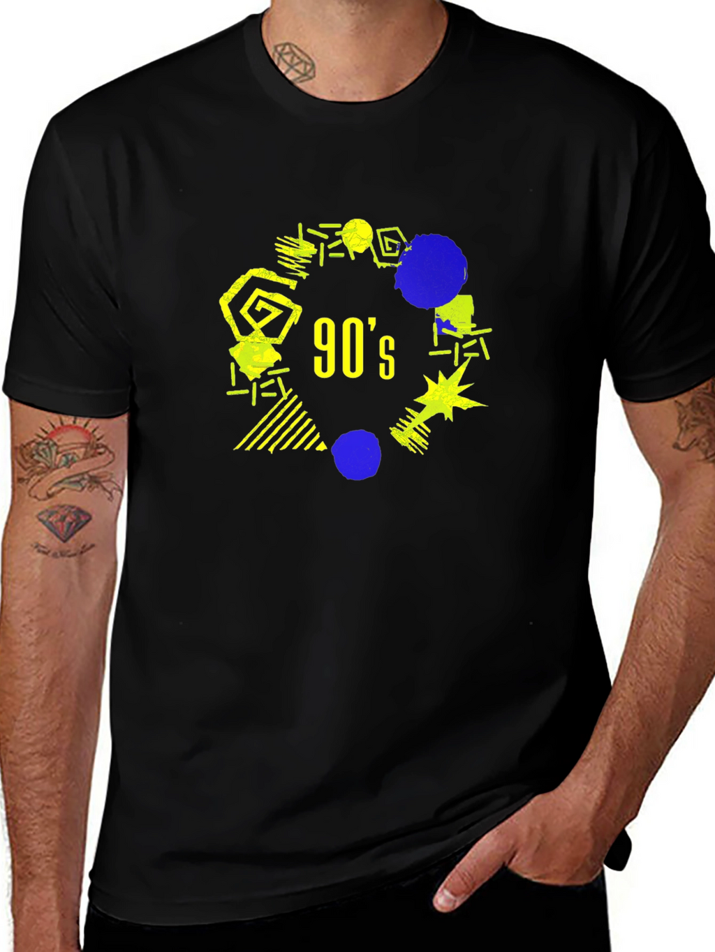 Retro 90s Graphic Tee - Nostalgic Black T-Shirt