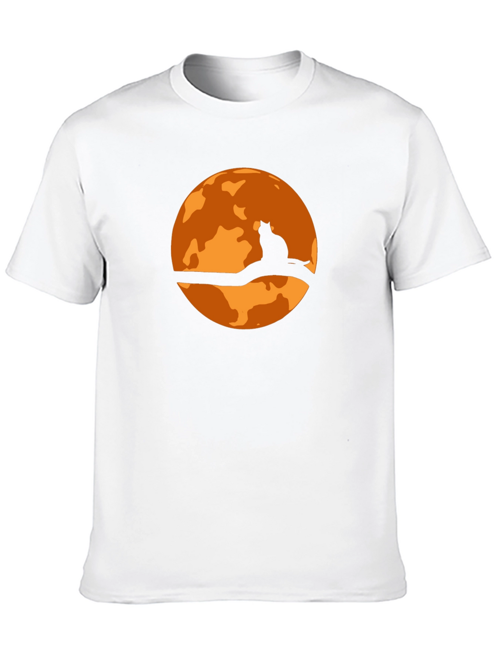 Halloween Cat Moon Graphic T-Shirt - Black