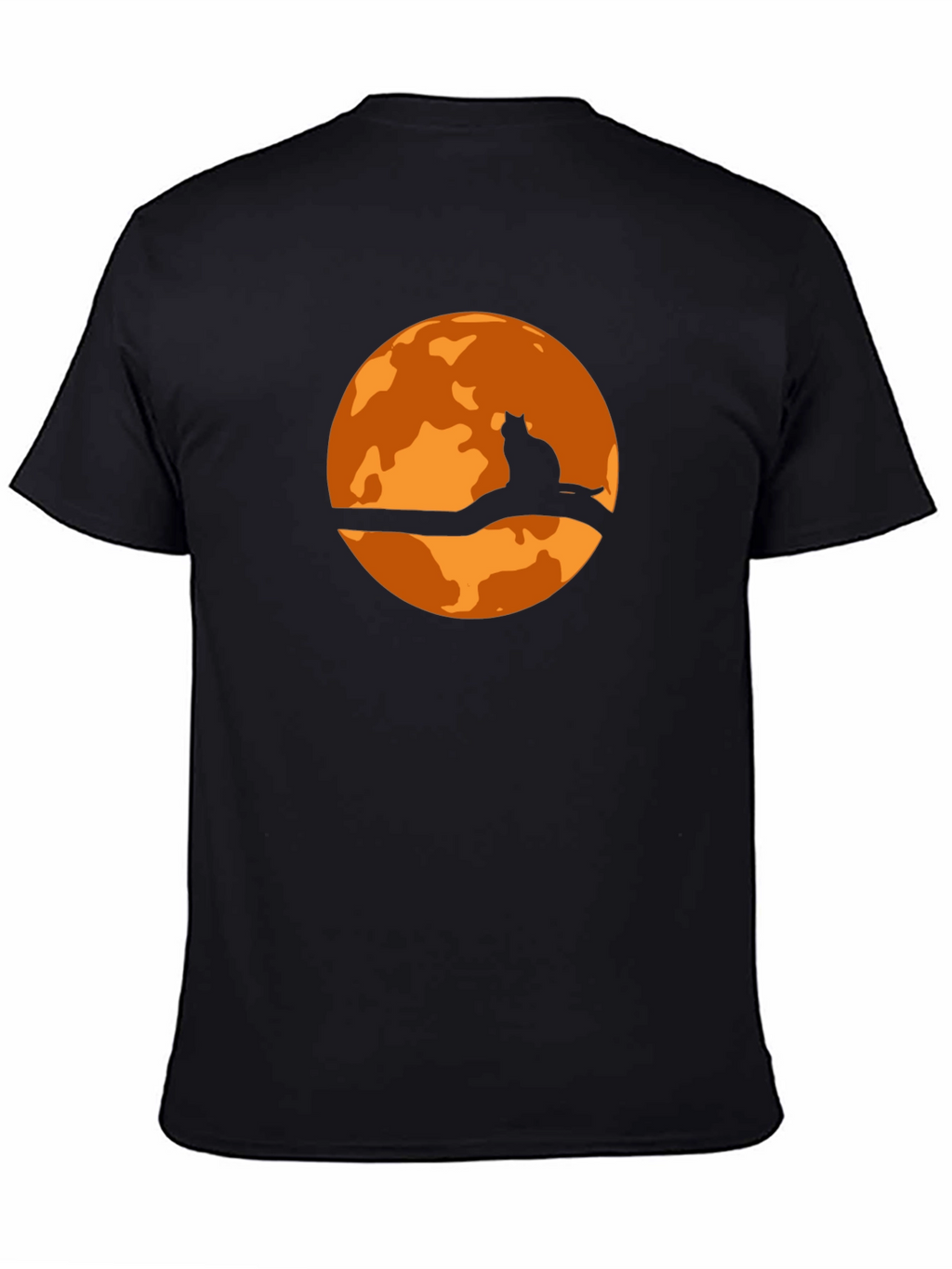 Halloween Cat Moon Graphic T-Shirt - Black