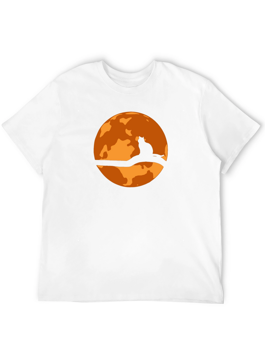 Halloween Cat Moon Graphic T-Shirt - Black