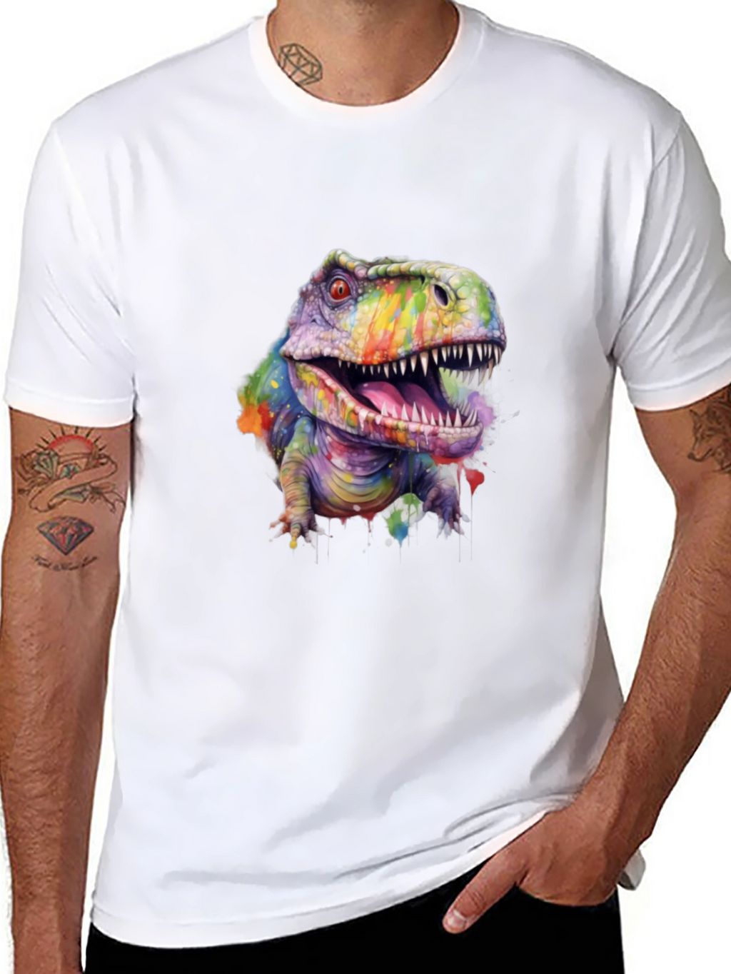 Rainbow Dinosaur T-Shirt - Graphic Tee