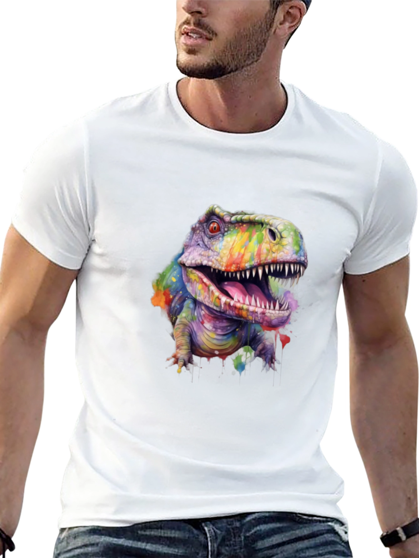 Rainbow Dinosaur T-Shirt - Graphic Tee