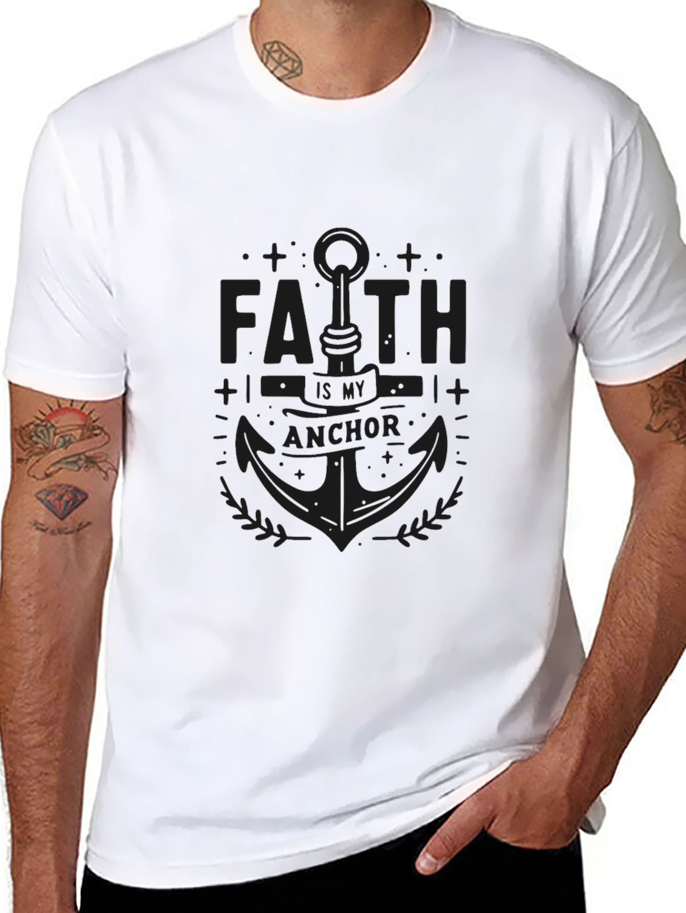 Faith Anchor Black Graphic Tee
