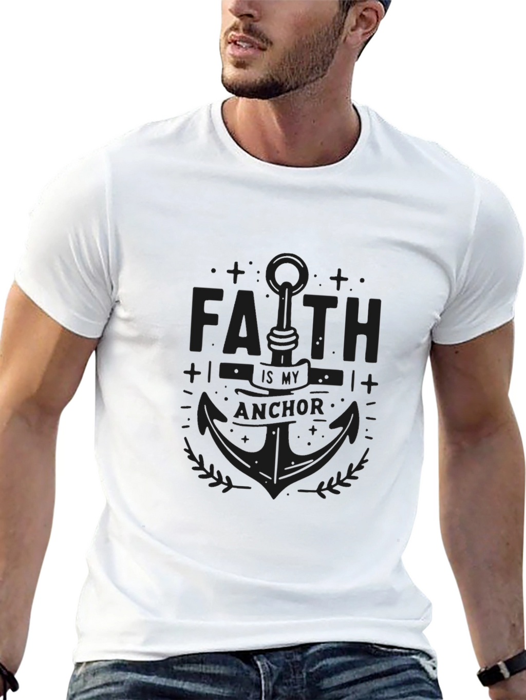 Faith Anchor Black Graphic Tee