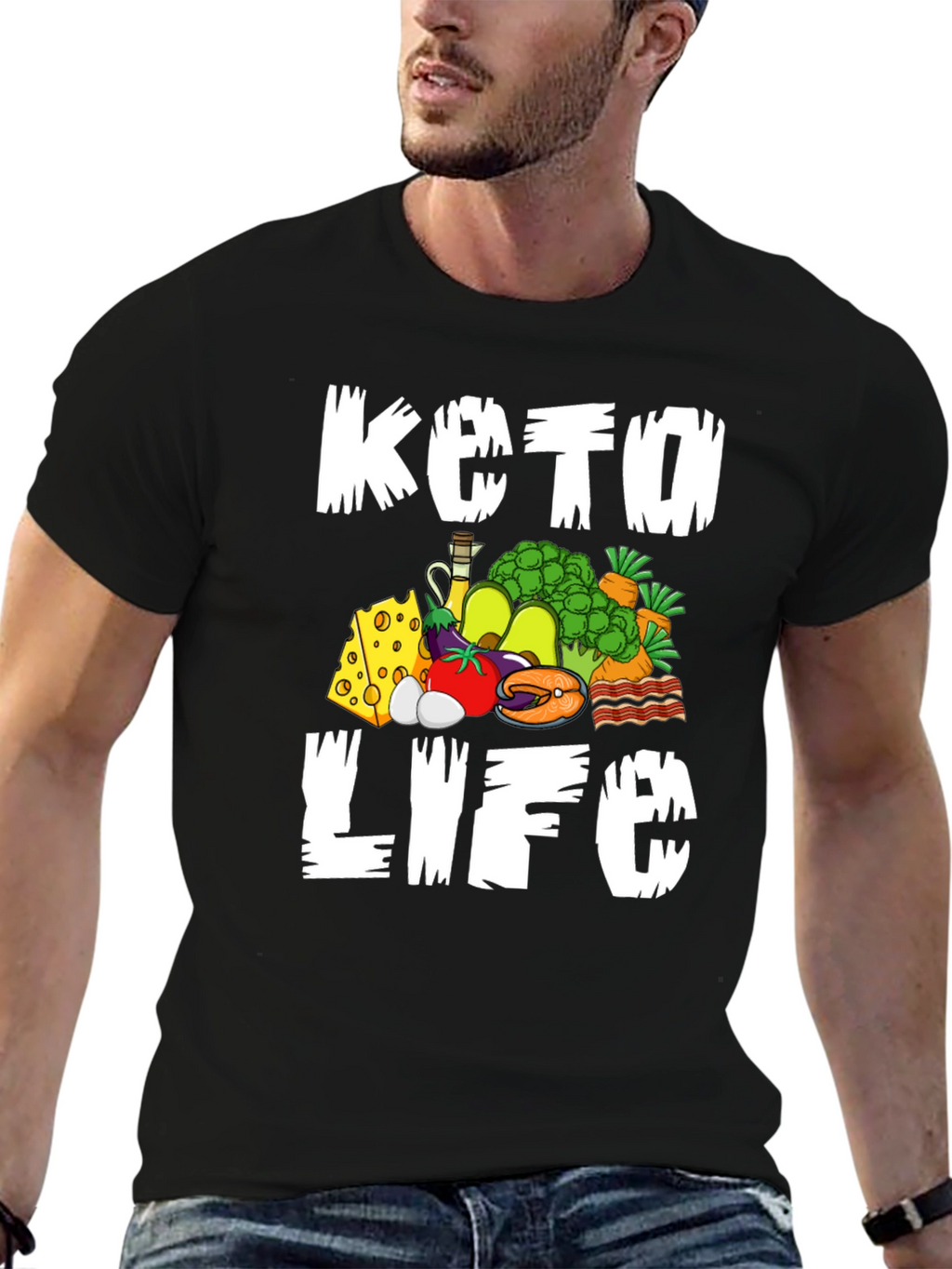 Keto Life Graphic T-Shirt Black Casual