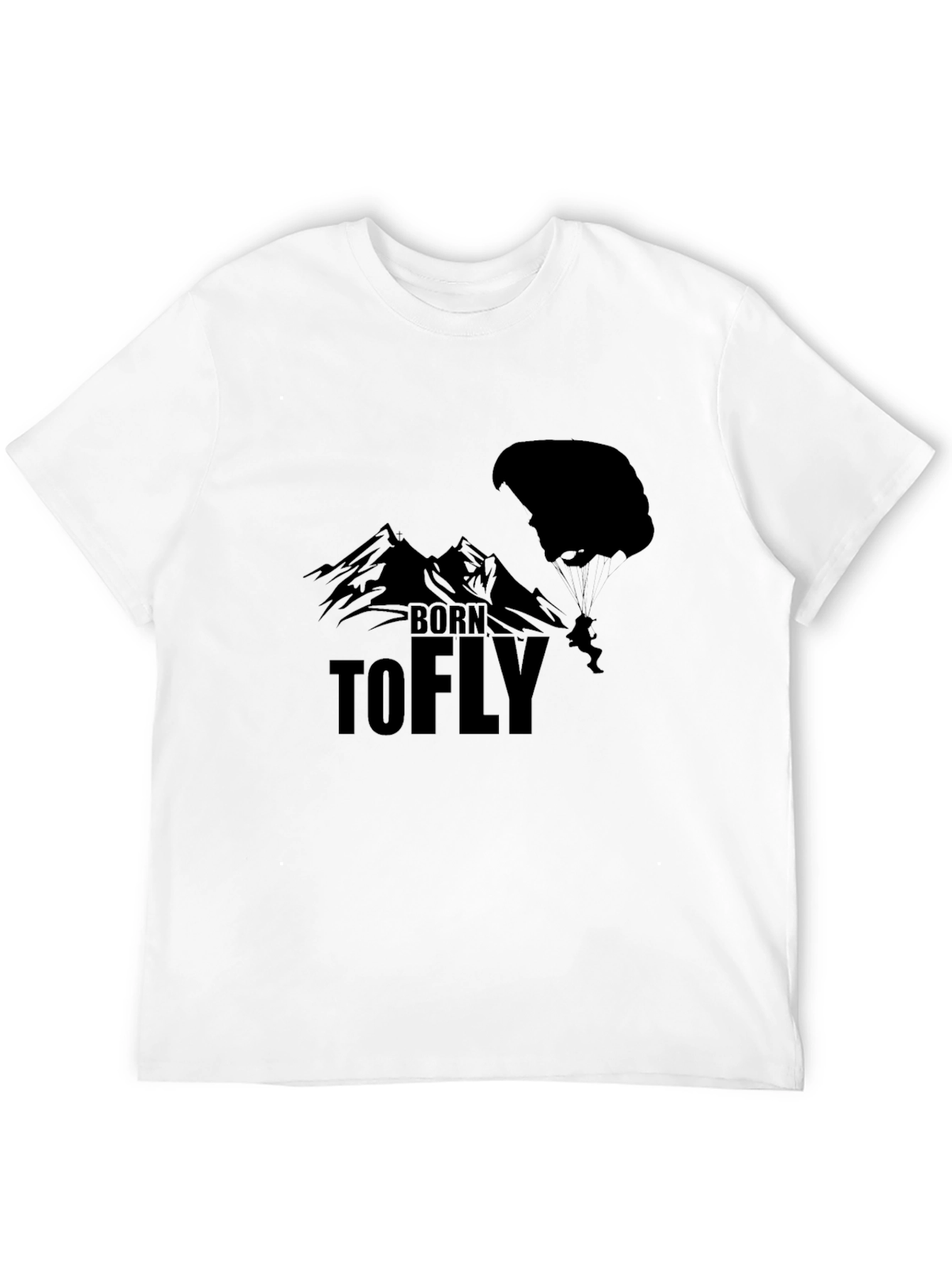 Born to Fly Black T-Shirt - Paragliding Design