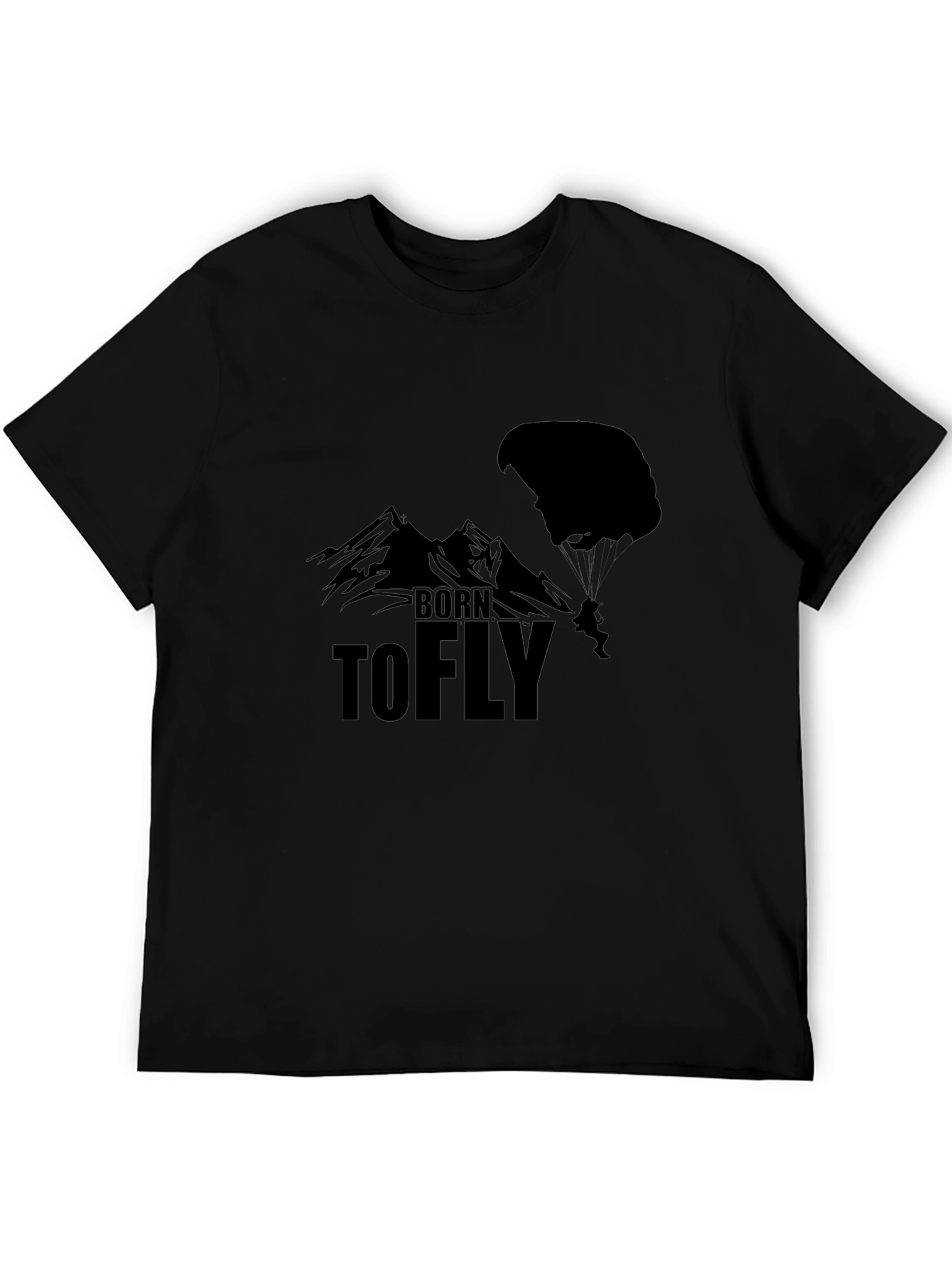 Born to Fly Black T-Shirt - Paragliding Design