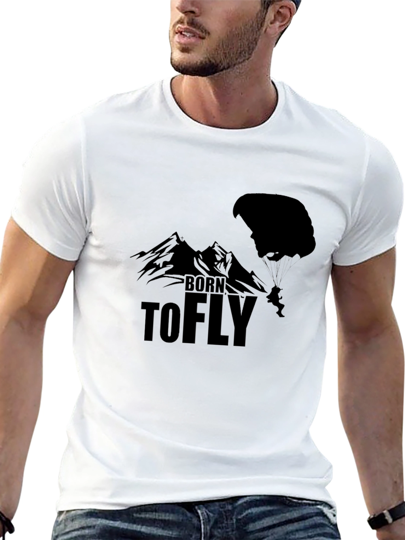 Born to Fly Black T-Shirt - Paragliding Design