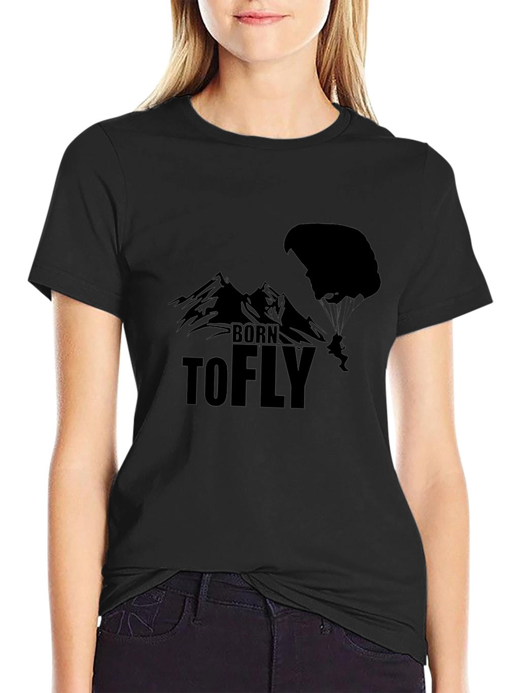 Born to Fly Black T-Shirt - Paragliding Design
