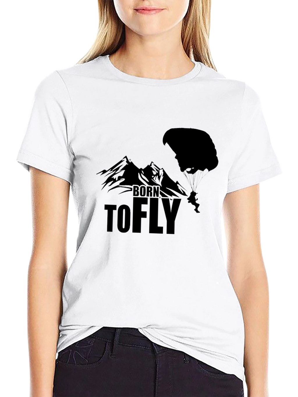 Born to Fly Black T-Shirt - Paragliding Design