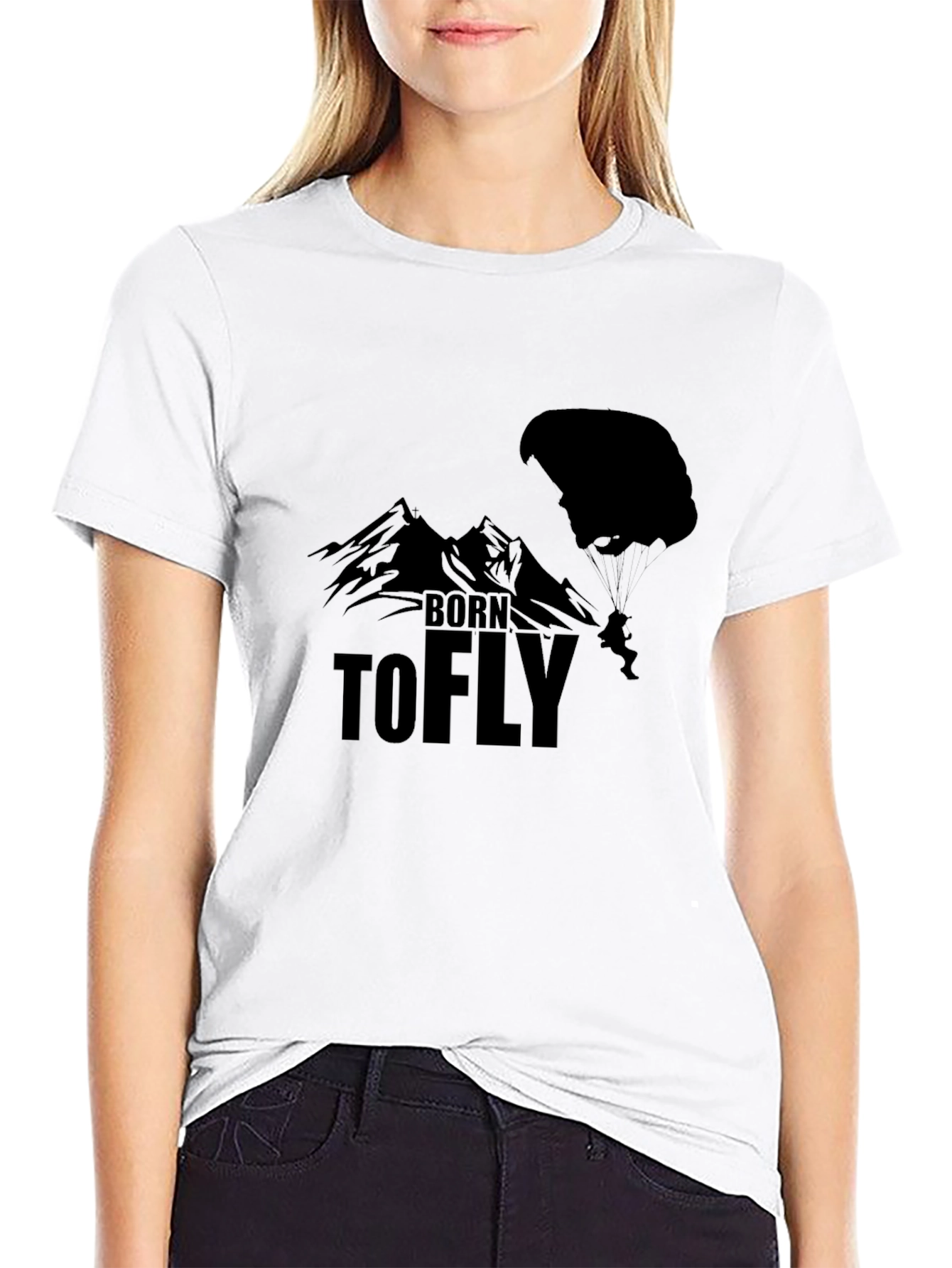 Born to Fly Black T-Shirt - Paragliding Design