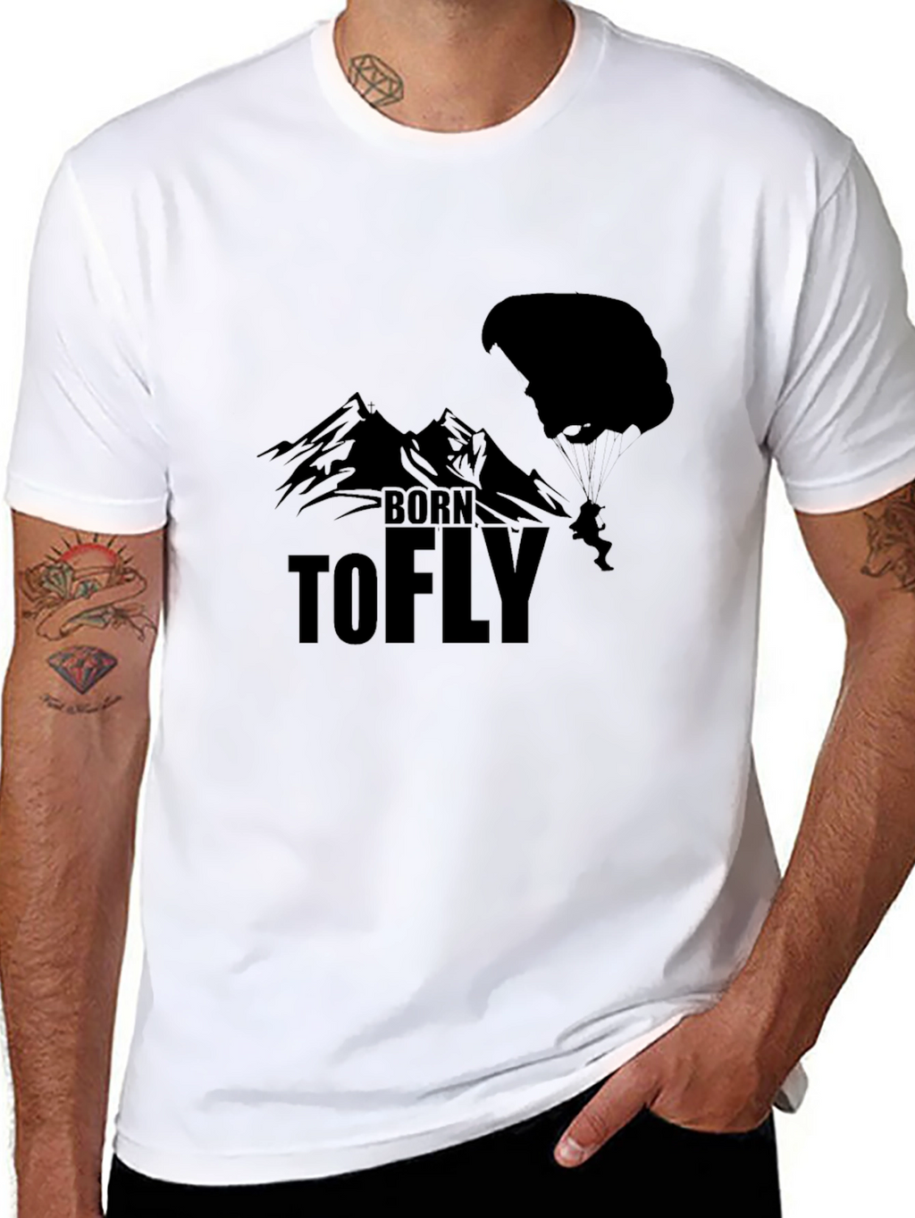 Born to Fly Black T-Shirt - Paragliding Design