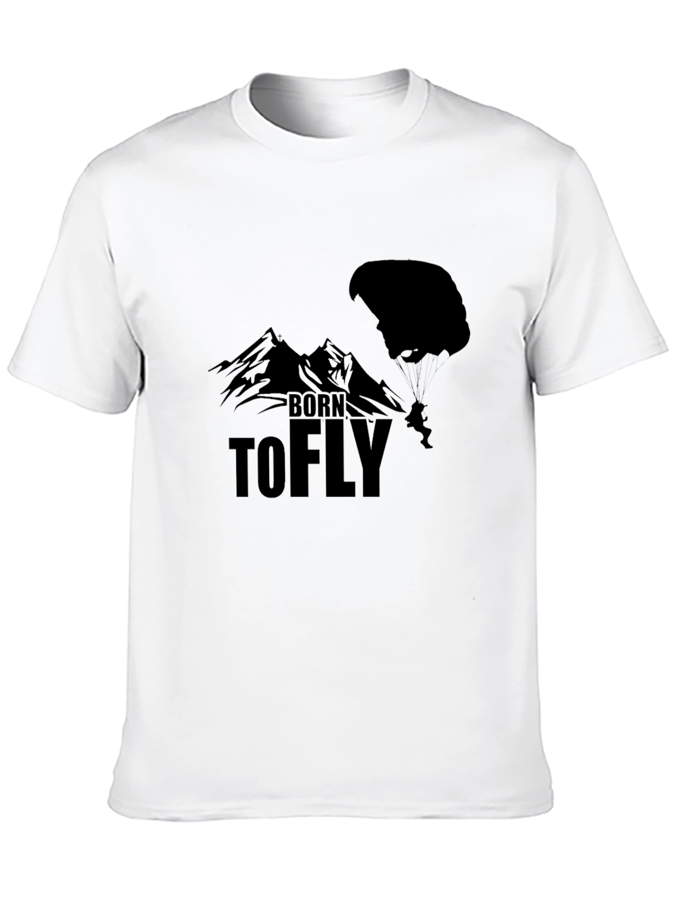 Born to Fly Black T-Shirt - Paragliding Design