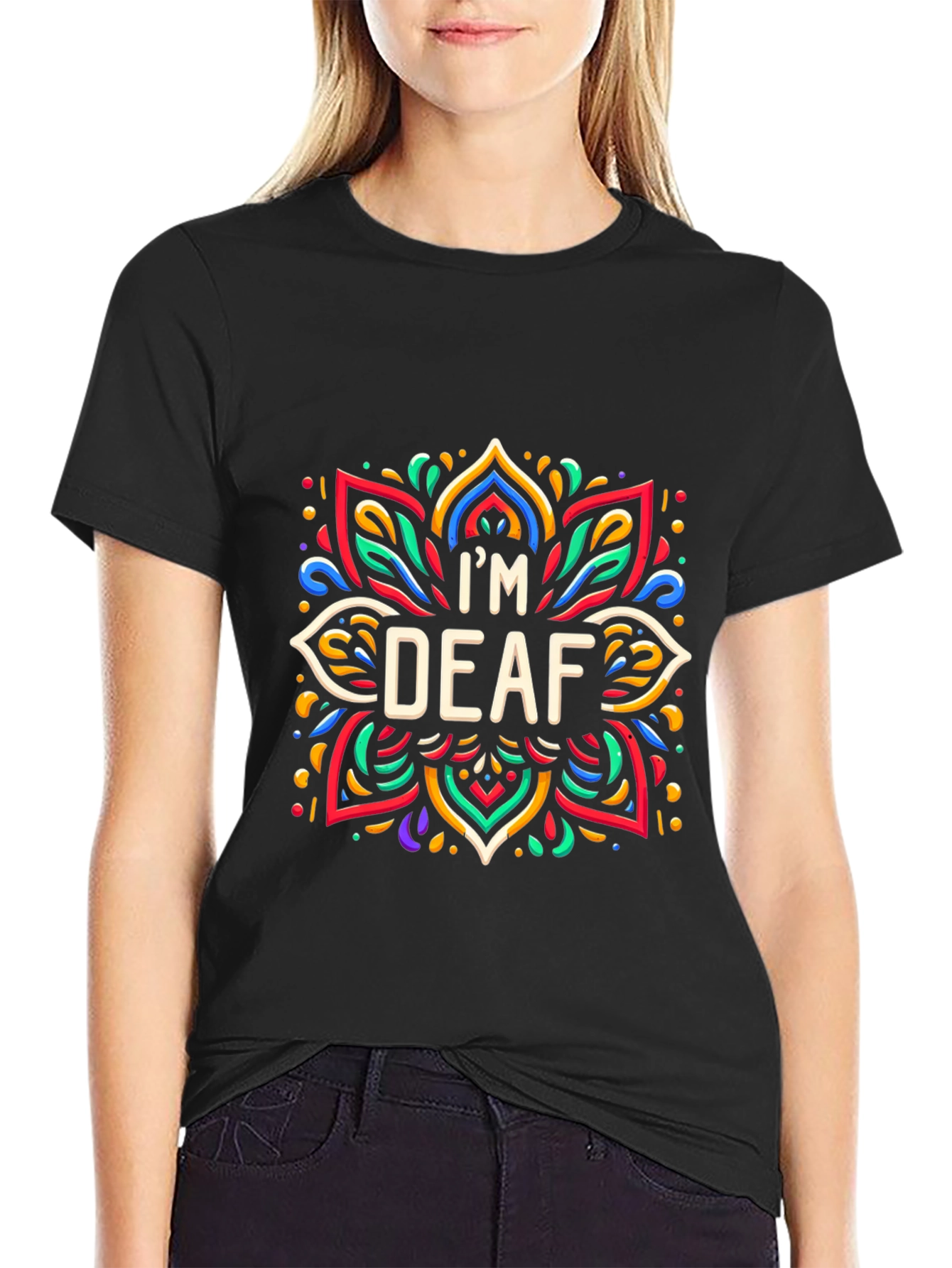 Im Deaf Graphic T-Shirt - Colorful Mandala Design
