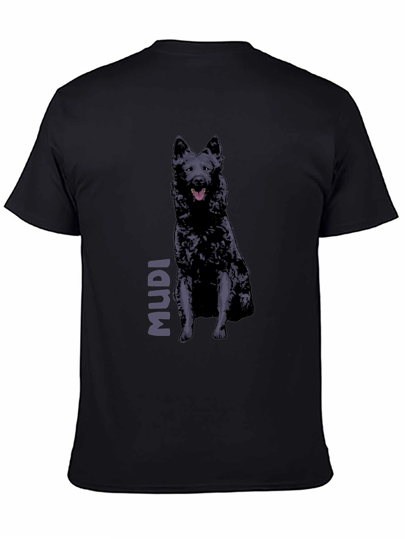 Mudi Dog Graphic T-Shirt - Black