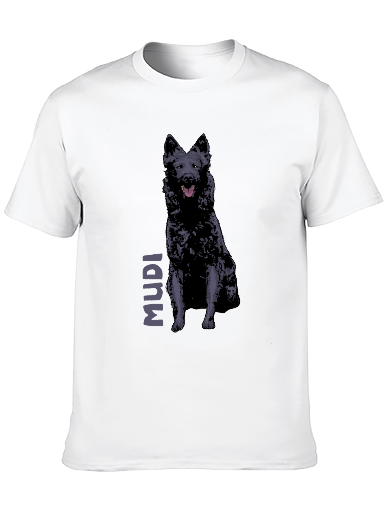 Mudi Dog Graphic T-Shirt - Black