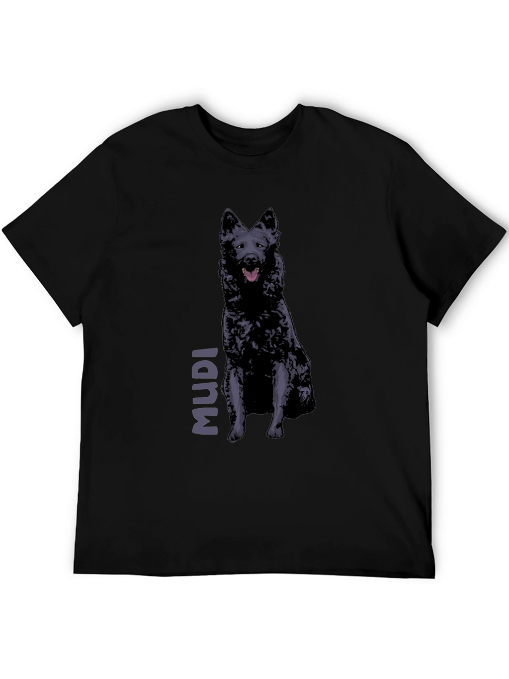 Mudi Dog Graphic T-Shirt - Black