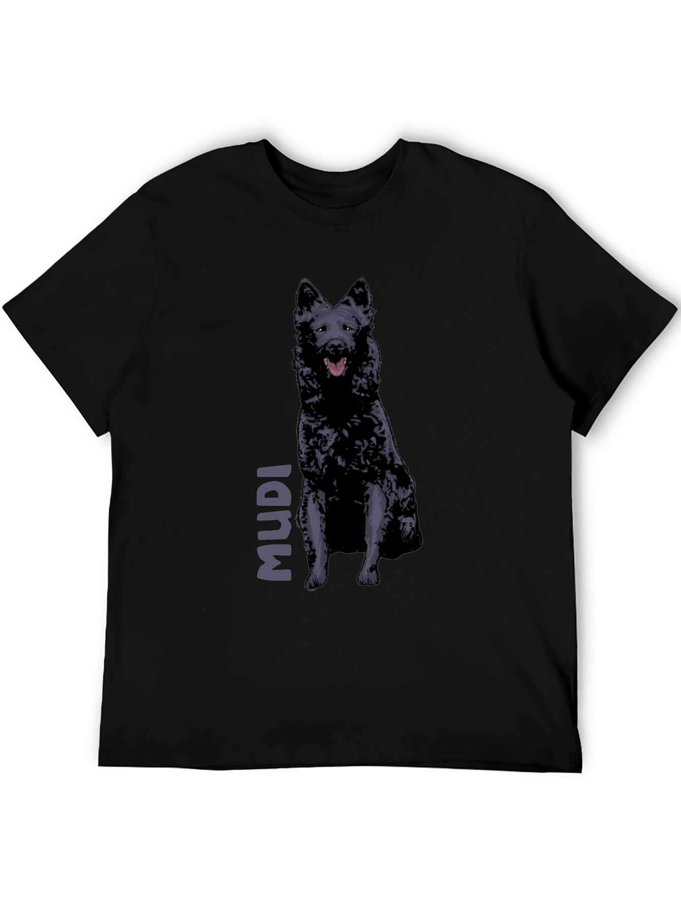 Mudi Dog Graphic T-Shirt - Black