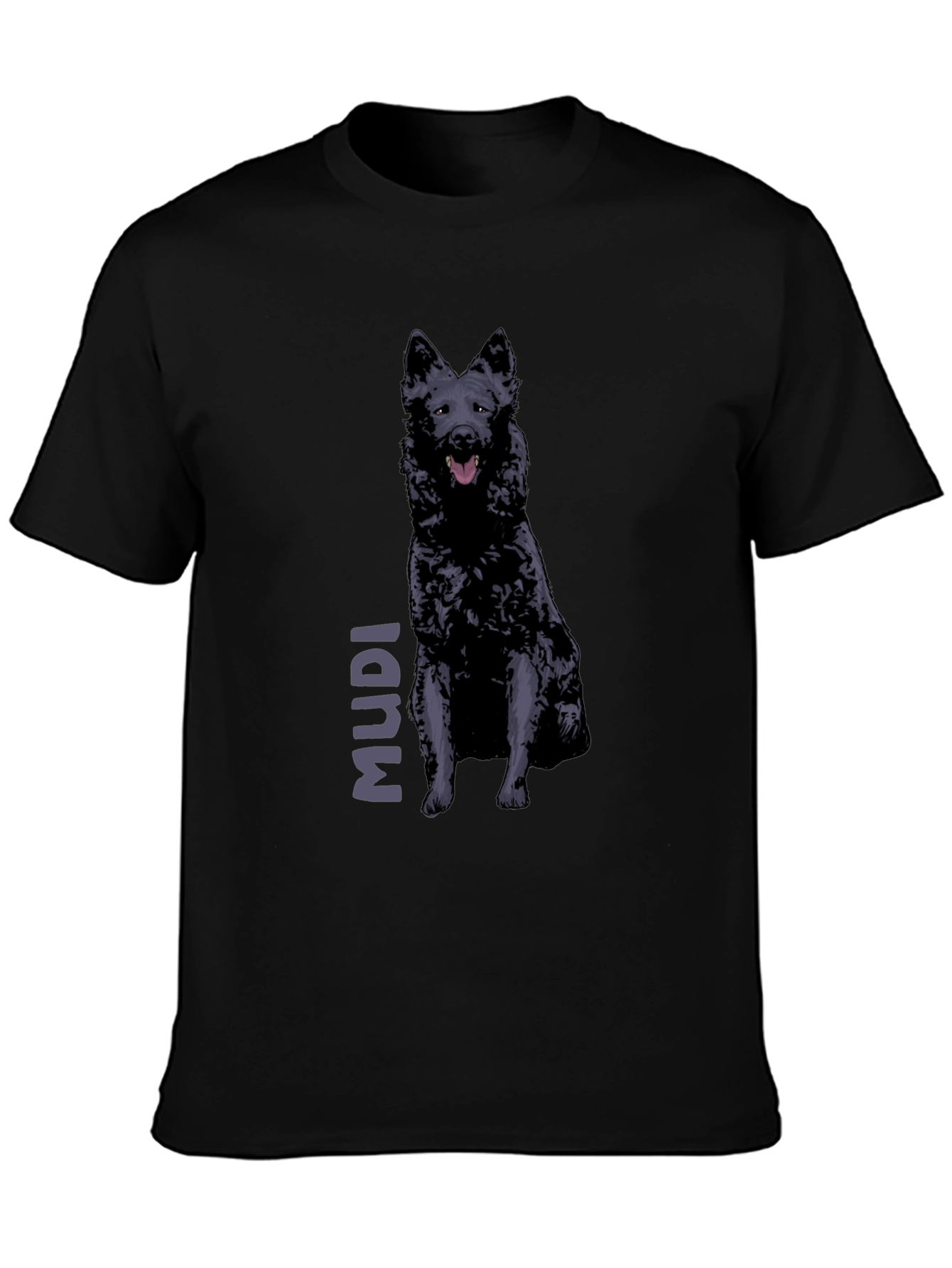 Mudi Dog Graphic T-Shirt - Black