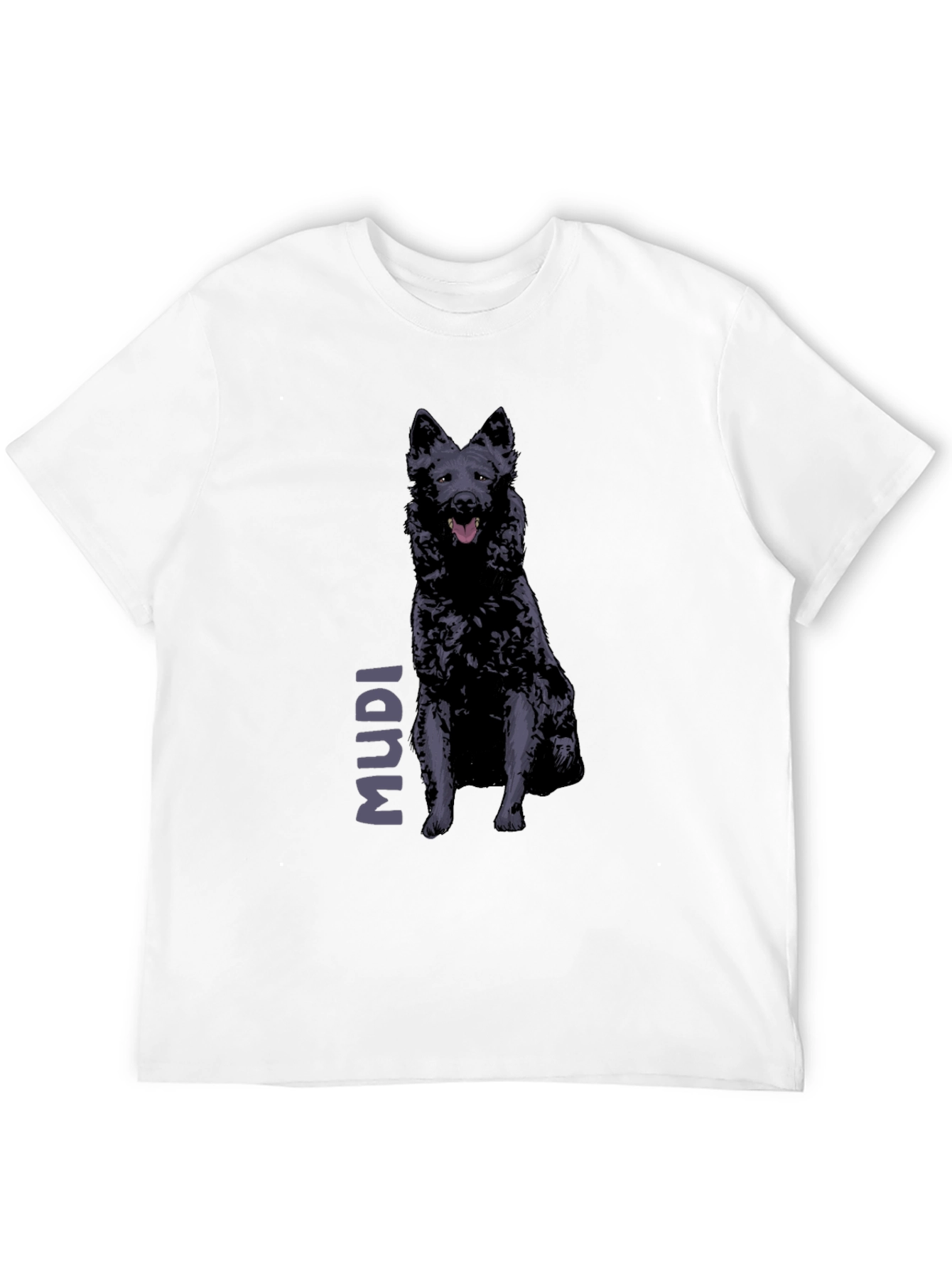Mudi Dog Graphic T-Shirt - Black