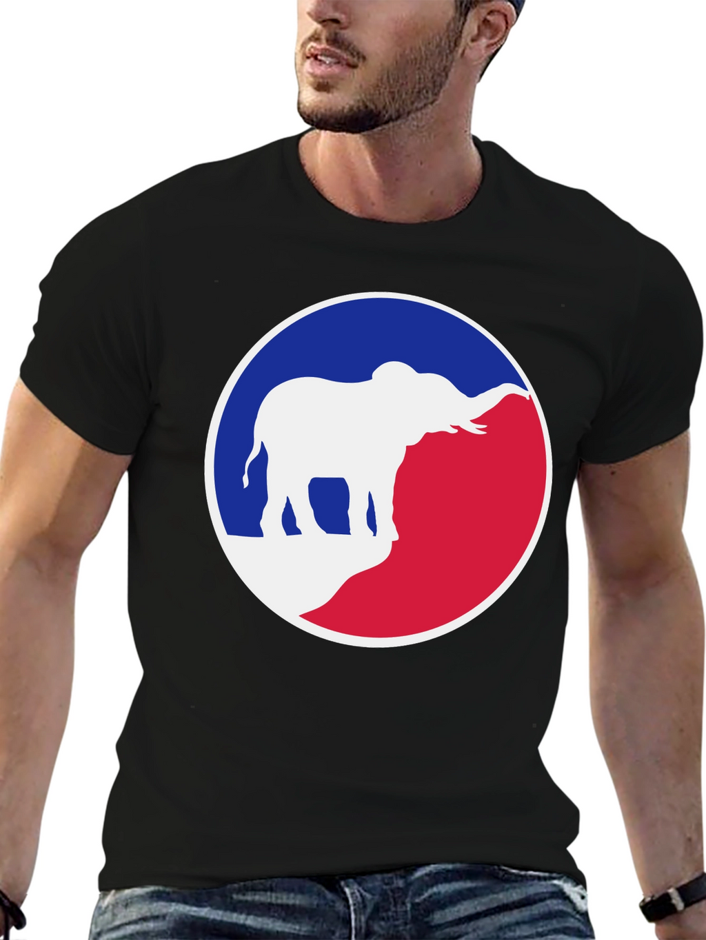 Elephant Graphic Tee - Patriotic Red White & Blue