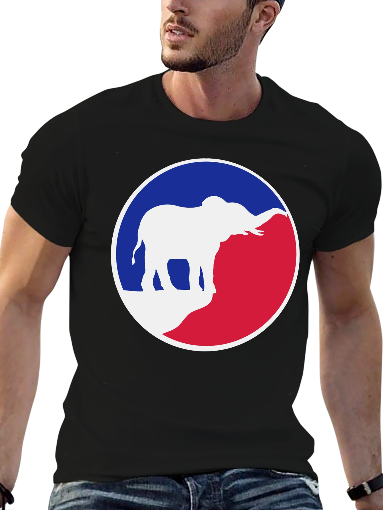 Elephant Graphic Tee - Patriotic Red White & Blue