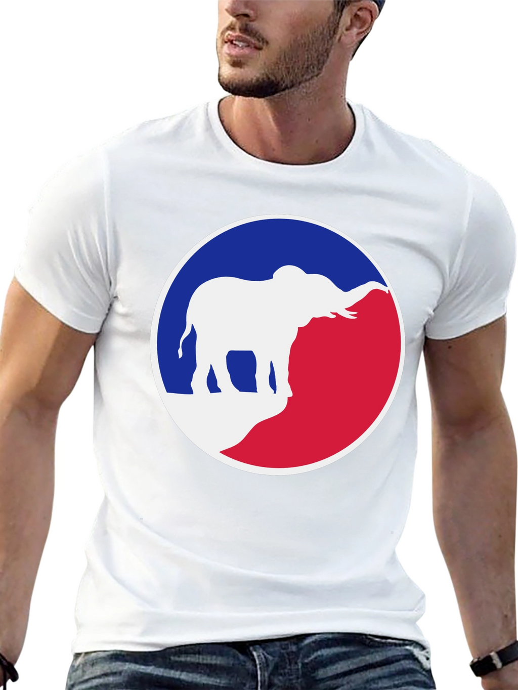Elephant Graphic Tee - Patriotic Red White & Blue