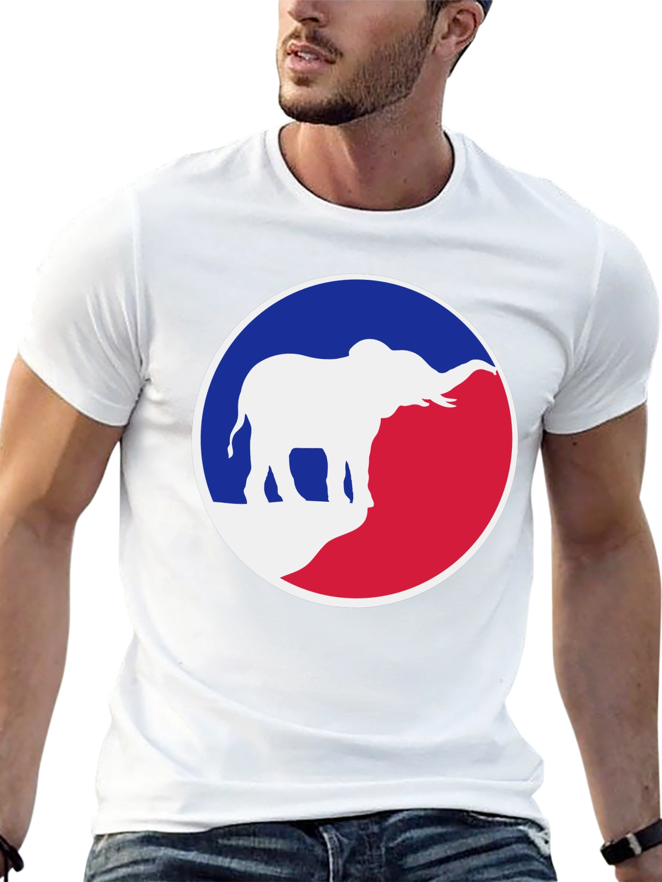 Elephant Graphic Tee - Patriotic Red White & Blue