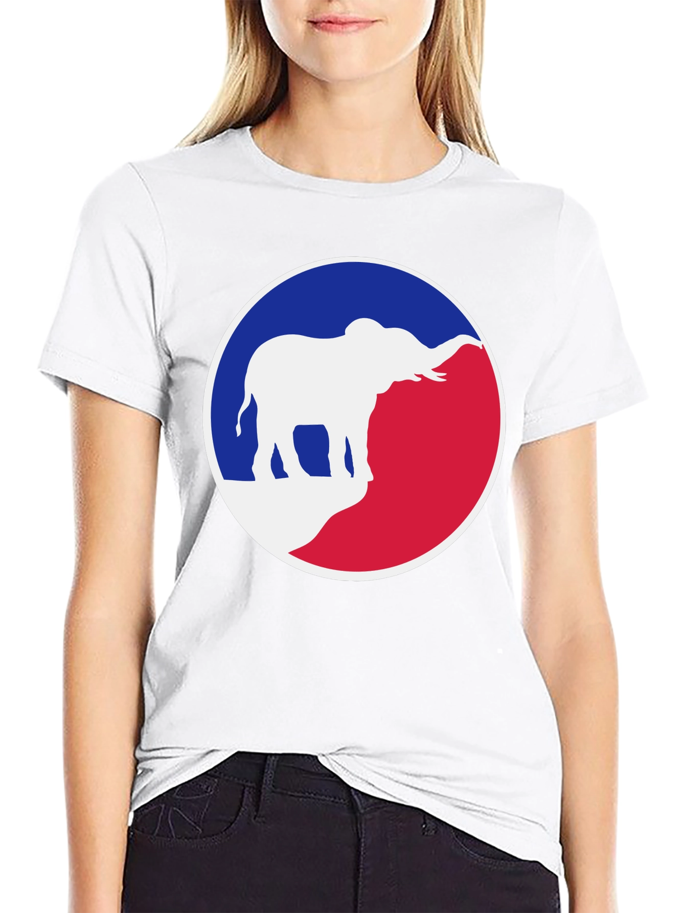 Elephant Graphic Tee - Patriotic Red White & Blue